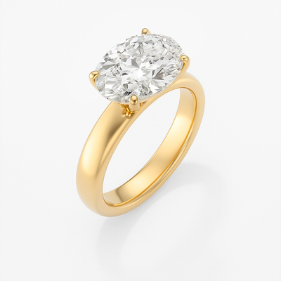 The London Ring - East West Set Oval Solitaire