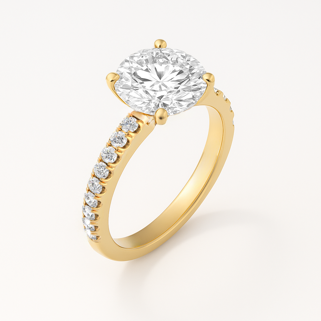 The Florence Ring - Lab Grown Diamond with Fine Pave Band