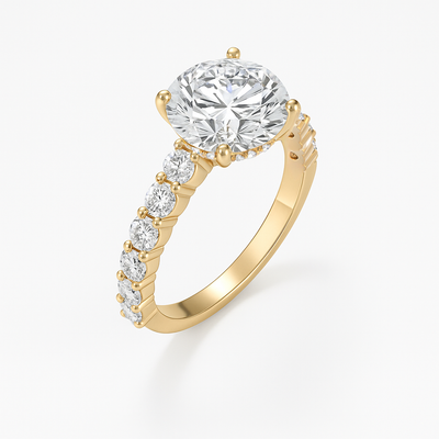 The Josephine Ring - Hidden Halo and Large Pave Band - Lab Grown Diamond