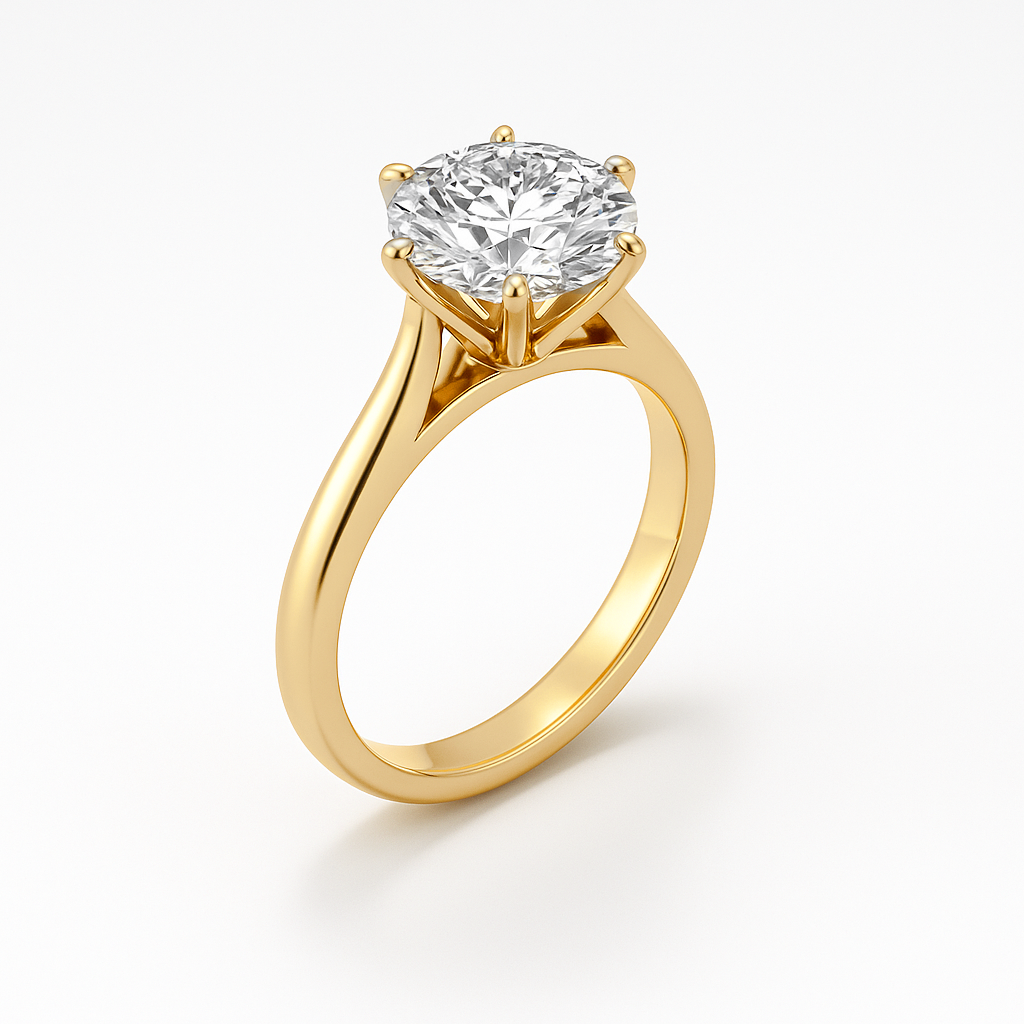 The Claudia Ring - 6 Claw Cathedral Round Solitaire - Lab Grown Diamond