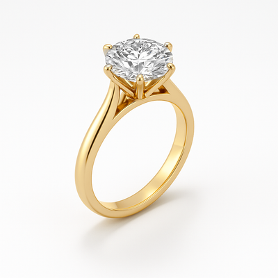 The Claudia Ring - 6 Claw Cathedral Round Solitaire - Lab Grown Diamond