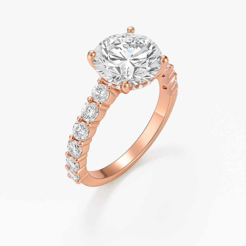 The Josephine Ring - Hidden Halo and Large Pave Band - Lab Grown Diamond