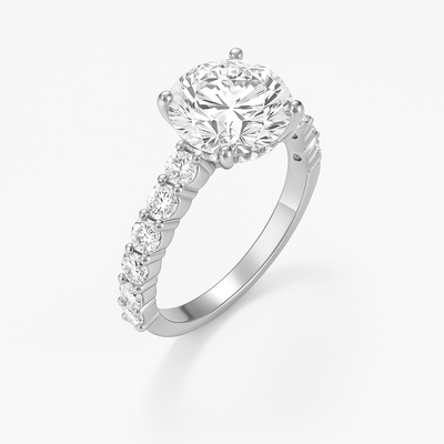 The Josephine Ring - Hidden Halo and Large Pave Band - Lab Grown Diamond