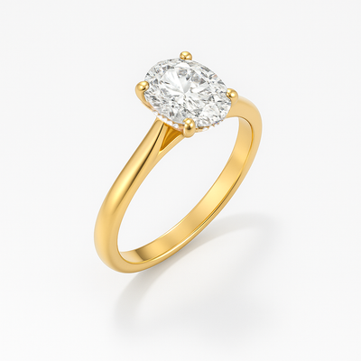 The Brescia Ring - Hidden Halo Cathedral Oval Solitaire