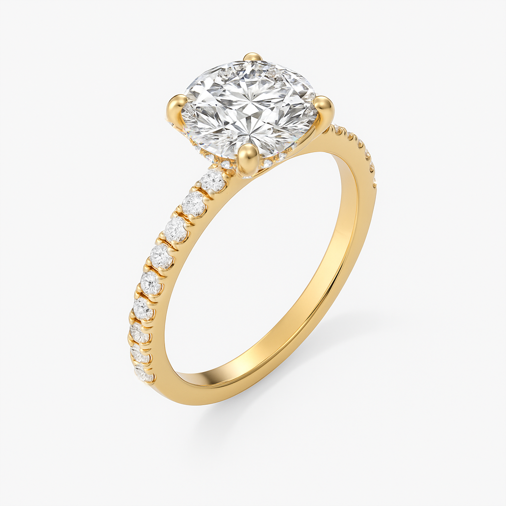 The Aurora Ring - Hidden Halo and Diamond Band