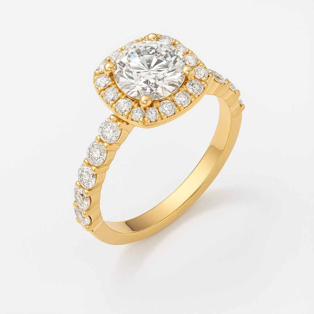 The Tara Ring – Cushion Halo Diamond Engagement Ring