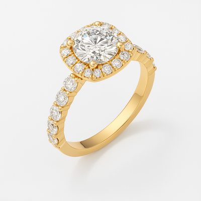 The Tara Ring – Cushion Halo Diamond Engagement Ring
