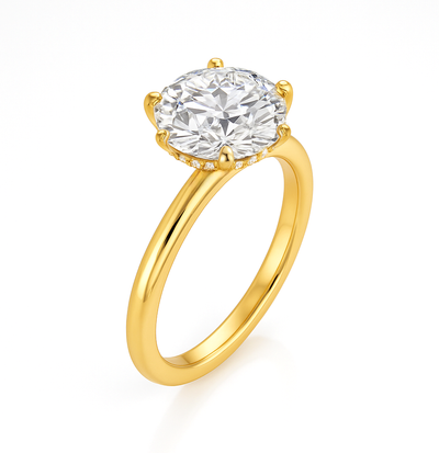 The Phoebe Ring - Hidden Halo 6-Claw Round Solitaire