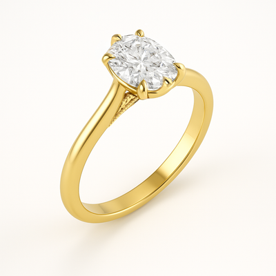 The Aurelia Ring – Elongated Cushion Diamond Six-Claw Solitaire with Tulip Basket & Vintage Gallery