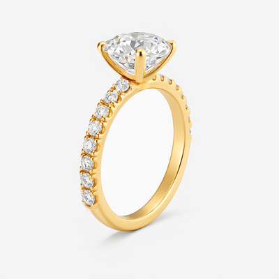 The Kimberley Ring - Lab Grown Diamond with Medium Pave Band
