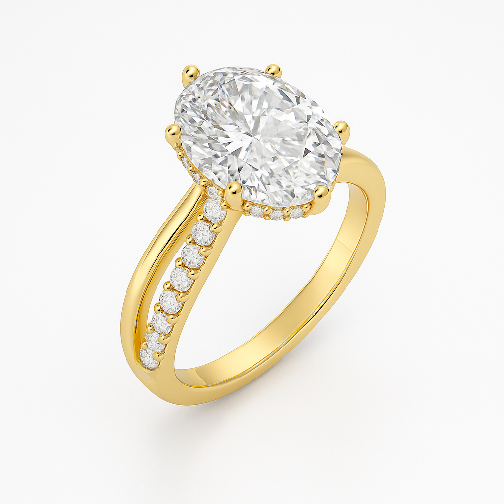 The Selena Ring - Twisted Pavé Band and Hidden Halo