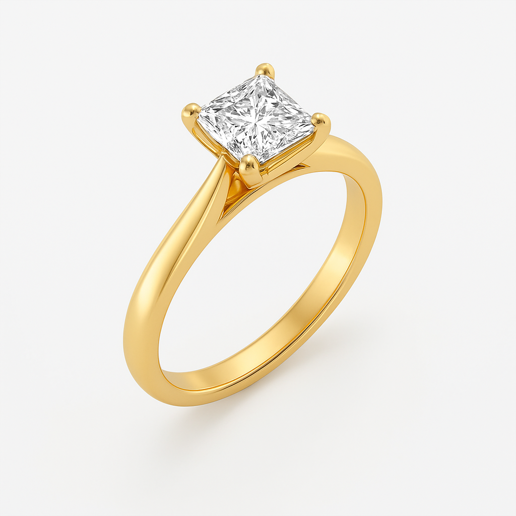 The Magnolia Ring – Princess Cut Solitaire with Tapered Band