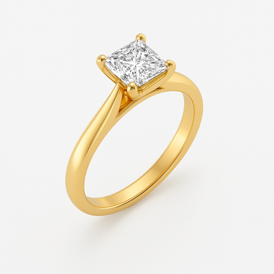 The Magnolia Ring – Princess Cut Solitaire with Tapered Band