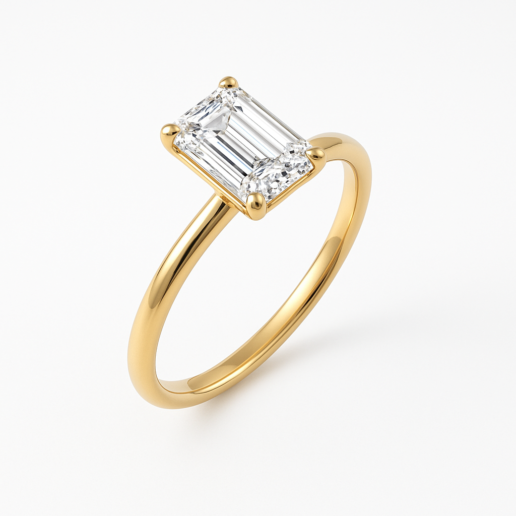 The Venice Ring - Low Set Emerald Solitaire