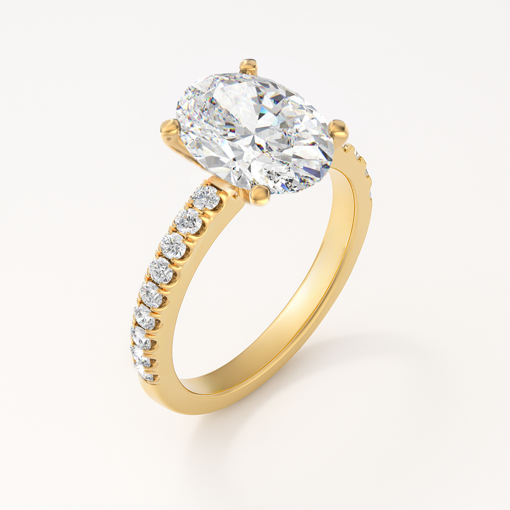 The Florence Ring - Oval with Fine Pave Band