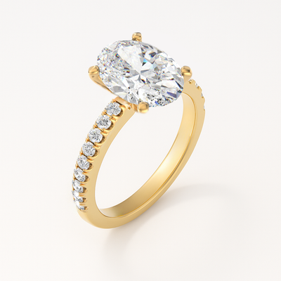 The Florence Ring - Oval with Fine Pave Band