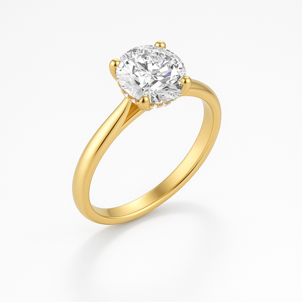The Ophelia Ring - Cathedral Set with Hidden Halo - Lab Grown Diamond
