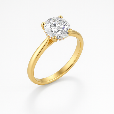 The Ophelia Ring - Cathedral Set with Hidden Halo - Lab Grown Diamond