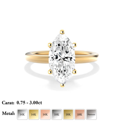 The Aria Ring - 6-Claw Marquise Solitaire