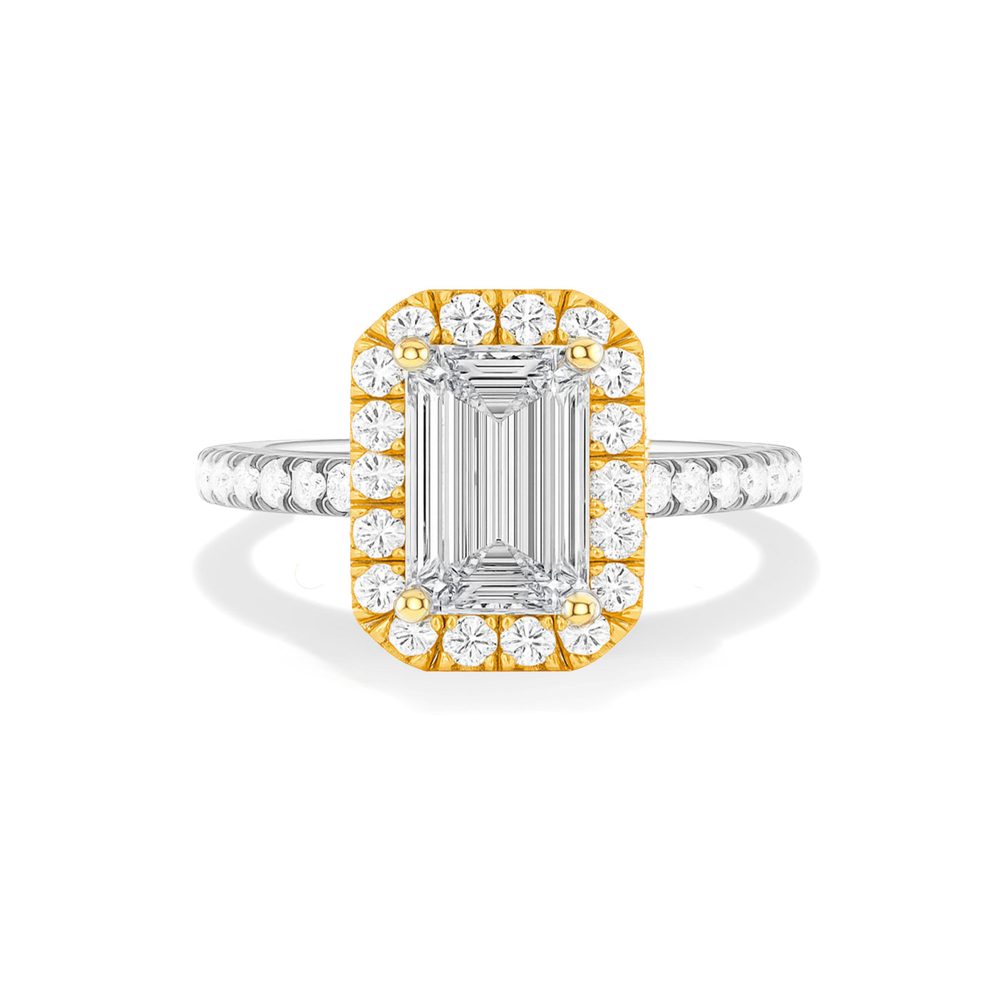 Emerald Lab Grown Diamond Halo Engagement Ring - Louise