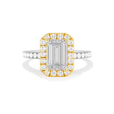 Emerald Lab Grown Diamond Halo Engagement Ring - Louise