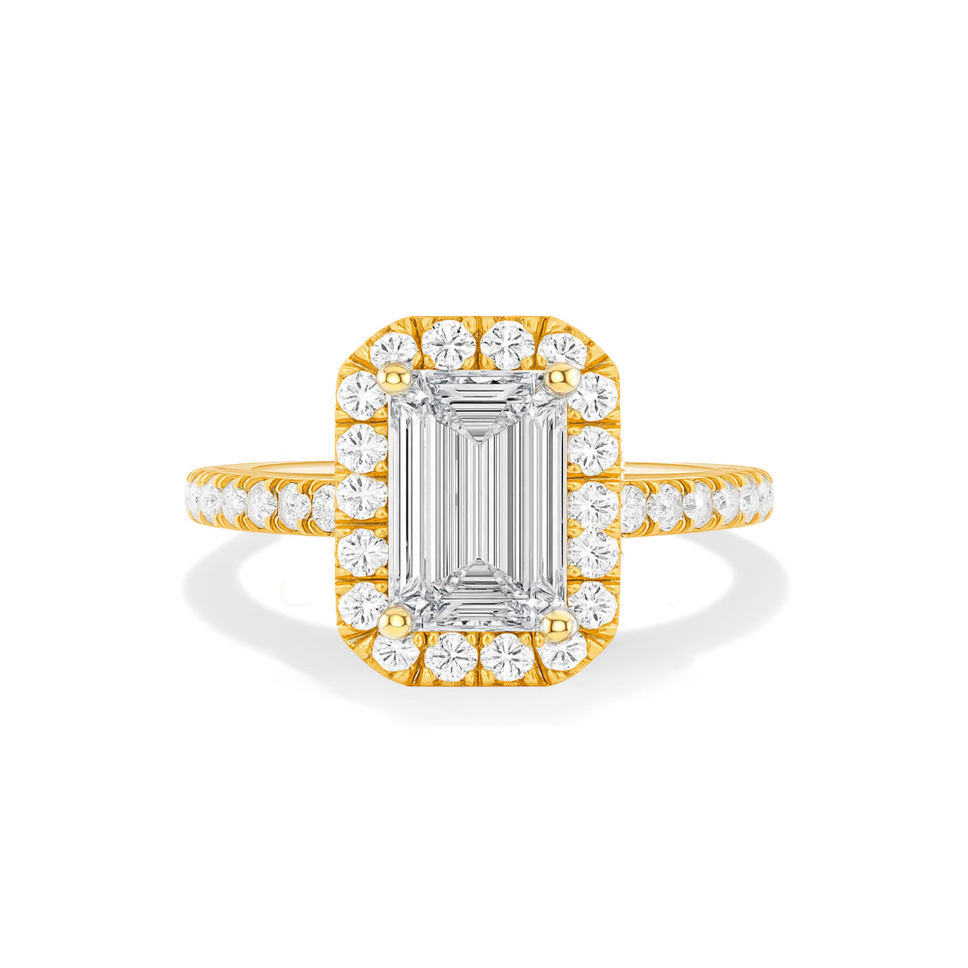 Emerald Lab Grown Diamond Halo Engagement Ring - Louise