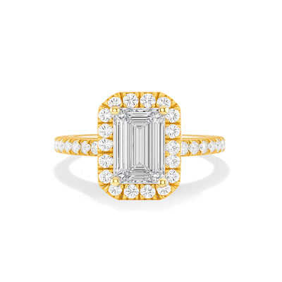 Emerald Lab Grown Diamond Halo Engagement Ring - Louise