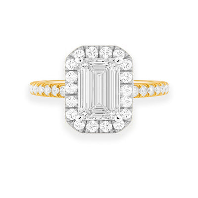 Emerald Lab Grown Diamond Halo Engagement Ring - Louise
