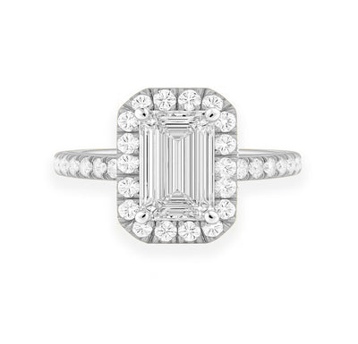 Emerald Lab Grown Diamond Halo Engagement Ring - Louise