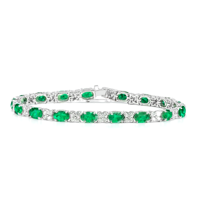 18K White Gold 7.05ct Emerald & 1.82ct Diamond Bracelet