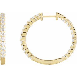 14K White or Yellow Gold 3CTW Lab-Grown Diamond Inside-Outside Hinged 30 mm Hoop Earrings