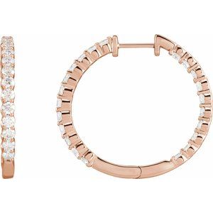 14K Yellow or White, Rose Gold 3CTW Natural Diamond Inside-Outside Hinged 30 mm Hoop Earrings