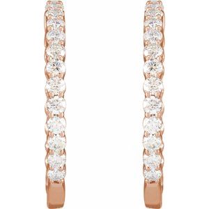 14K Rose 3 CTW Lab-Grown Diamond Inside-Outside Hinged 30 mm Hoop Earrings