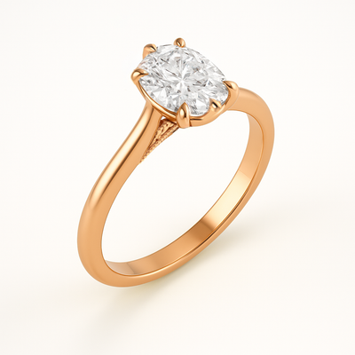 The Aurelia Ring – Elongated Cushion Diamond Six-Claw Solitaire with Tulip Basket & Vintage Gallery