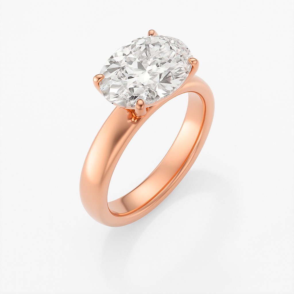 The London Ring - East West Set Oval Solitaire