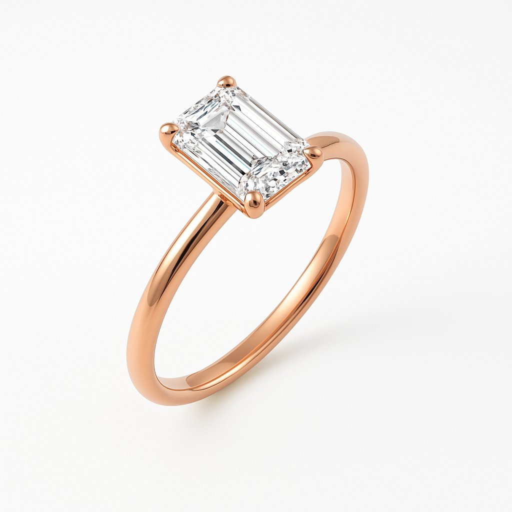 The Venice Ring - Low Set Emerald Solitaire