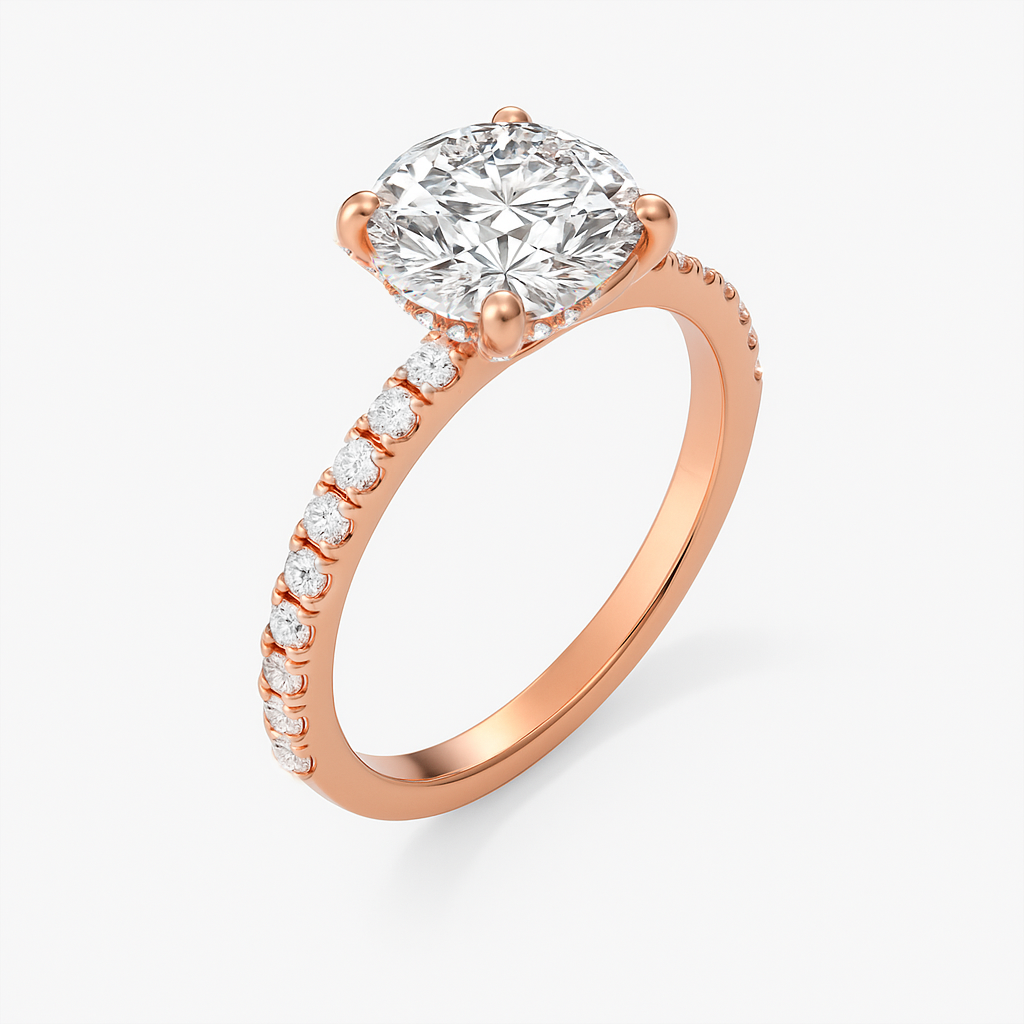 The Aurora Ring - Hidden Halo and Diamond Band