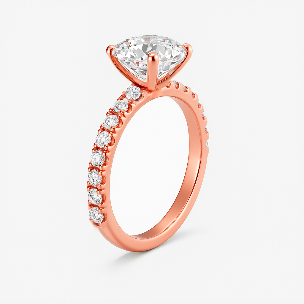 The Kimberley Ring - Lab Grown Diamond with Medium Pave Band
