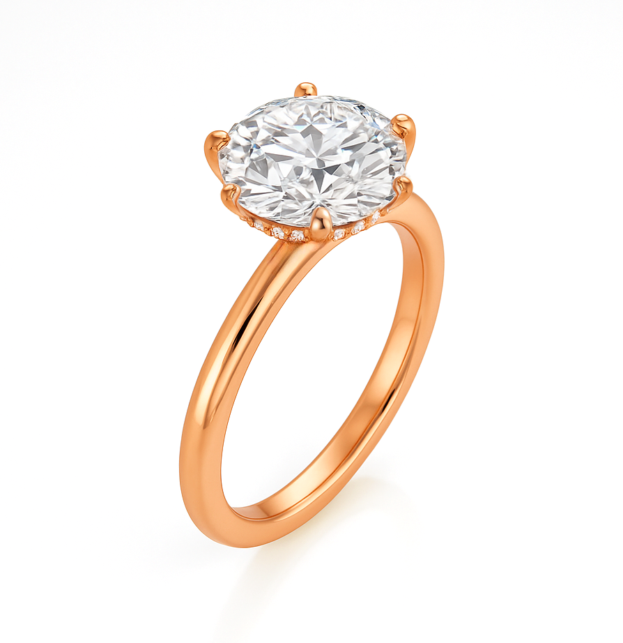 The Phoebe Ring - Hidden Halo 6-Claw Round Solitaire