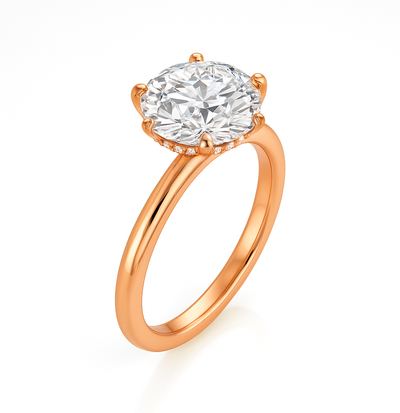 The Phoebe Ring - Hidden Halo 6-Claw Round Solitaire