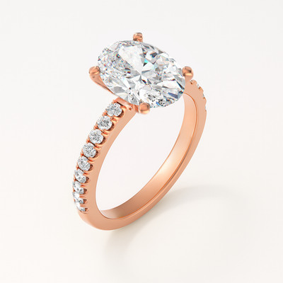 The Florence Ring - Oval with Fine Pave Band