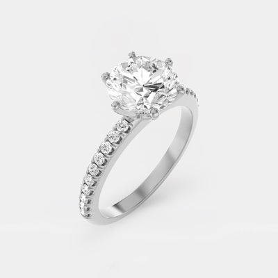 The Vera Ring - Lab Grown Diamond with 6-claws and Fine Pave Band