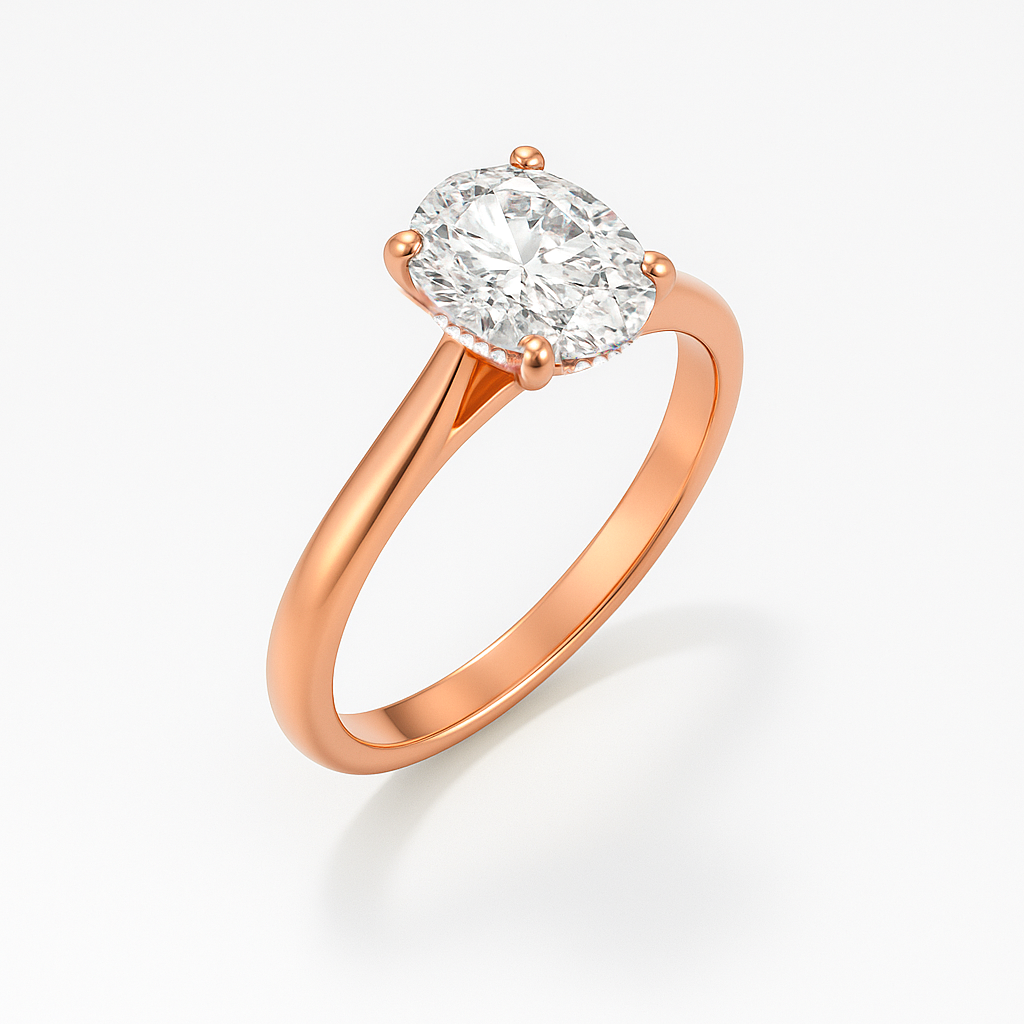 The Brescia Ring - Hidden Halo Cathedral Oval Solitaire