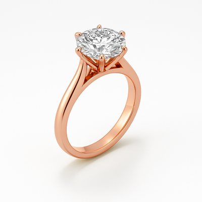The Claudia Ring - 6 Claw Cathedral Round Solitaire - Lab Grown Diamond
