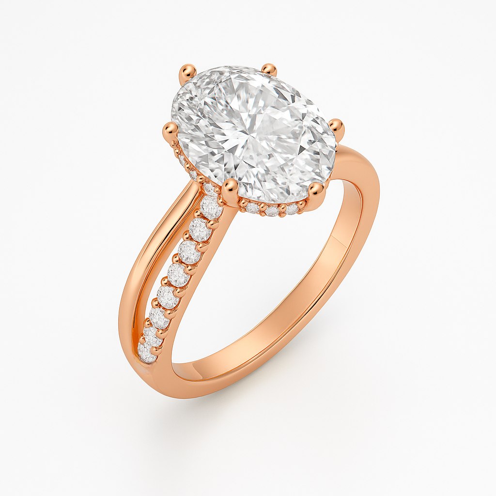 The Selena Ring - Twisted Pavé Band and Hidden Halo