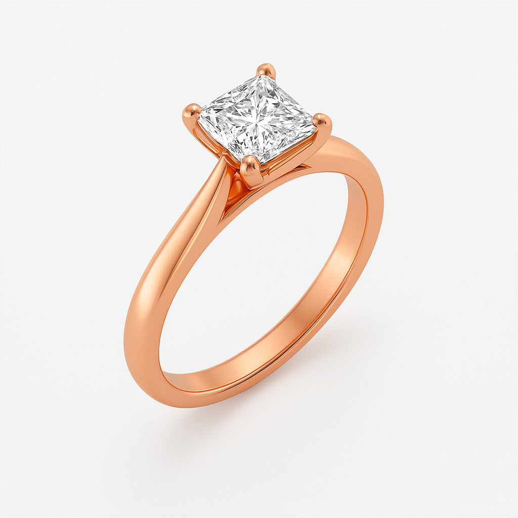 The Magnolia Ring – Princess Cut Solitaire with Tapered Band