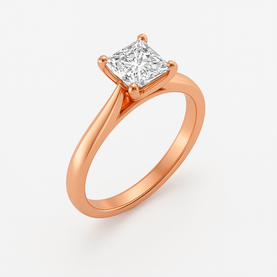 The Magnolia Ring – Princess Cut Solitaire with Tapered Band