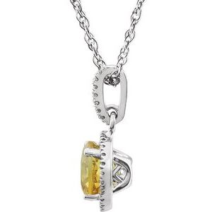 14K White Gold Natural Citrine & 0.1 CTW Natural Diamond 45cm Necklace