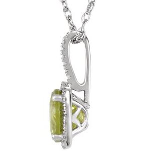 Sterling Silver 7 mm Natural Peridot & .015 CTW Natural Diamond 18" Necklace