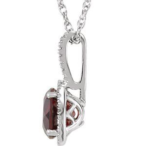 Sterling Silver 7 mm Natural Mozambique Garnet & .015 CTW Natural Diamond 18" Necklace